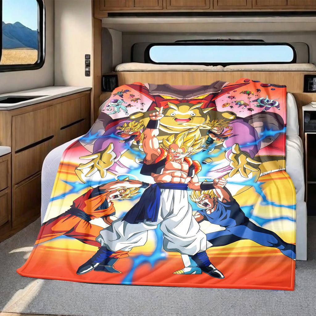 1pz Coperta in Flanella con Stampa Son Goku, Alta Qualità per Tutte le Stagioni, Decorazione per la Casa, Calore e Comfort, Perfetta per Regali di Natale