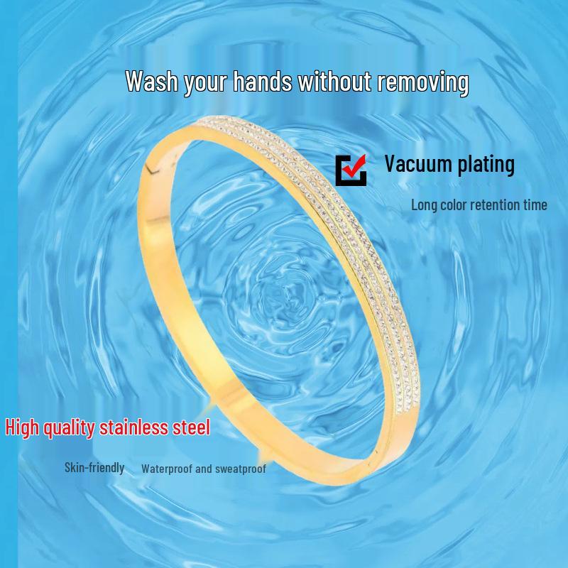 Korean Style Women's Stainless Steel Bracelet with Diamond Buckle – Elegant Titanium Steel Jewelry