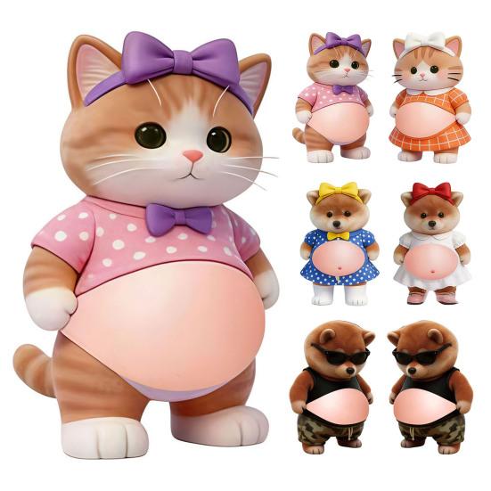 1 Paar Elastischer Bauchtier-Aufkleber Angst Stressabbau Cartoon Bär Hund Katze Aufkleber mit Dickem Bauch Bauchtier zum Kneten Kollisionsschutz-Aufkleber