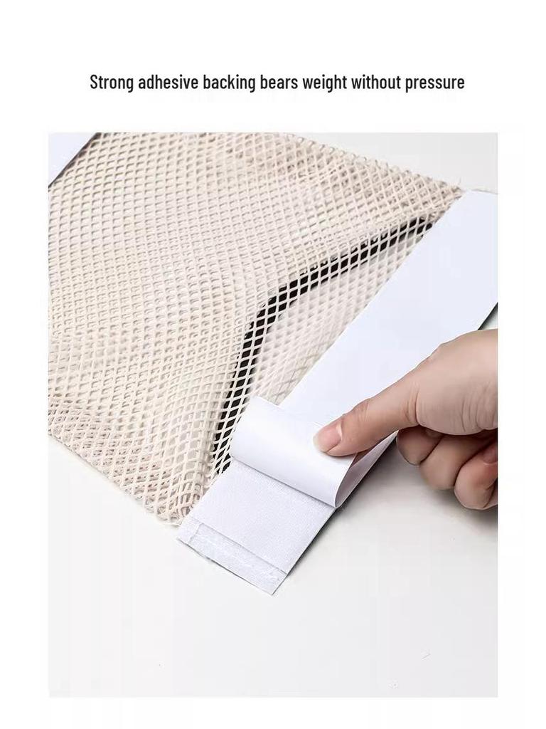 Wall-Mounted Kitchen Fruit & Veggie Mesh Storage Bag with Velcro