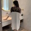 New chiffon pajamas women's summer short-sleeved bow lace pajamas, high-end sweet home wear