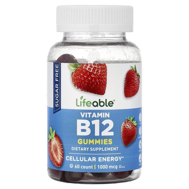 Vitamin B12 Gummies, Sugar Free, Strawberry, 60 Gummies (500 Mcg Per Gummy)