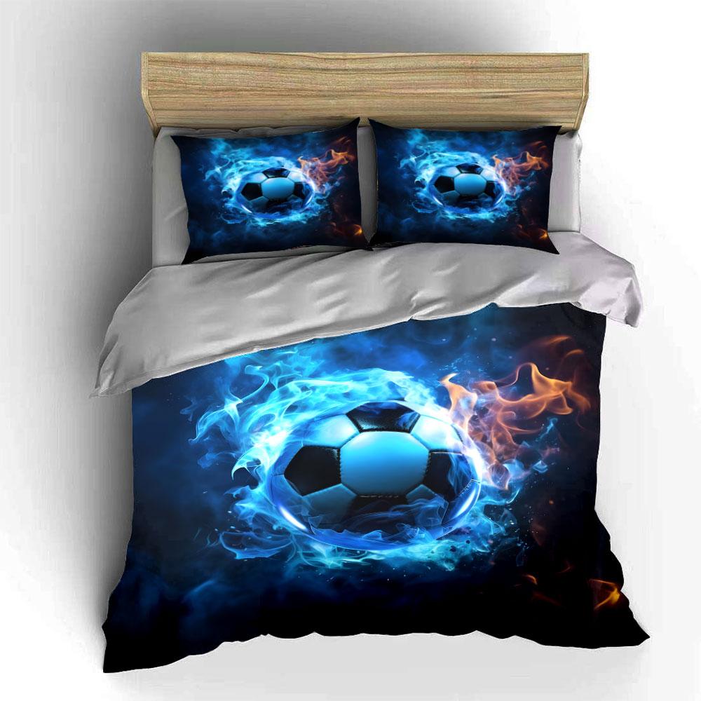 "Soccer Ball Fire & Ice Design" Bedding Duvet Cover Set Duvet Cover Pillowcases (1 * Duvet Cover 2 * Pillowcases, without duvet insert)