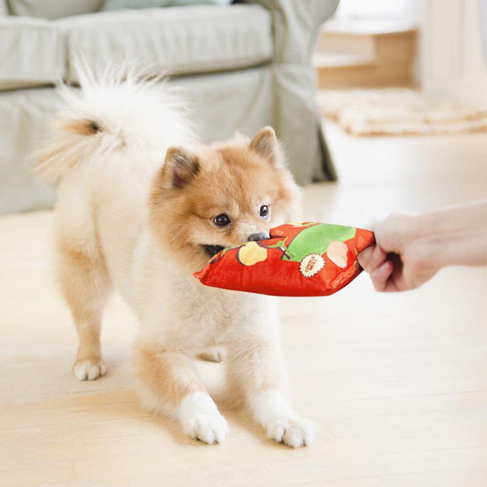 Pet Plush Potato Chips Squeak Toy For Dogs Cats Bite-resistant Chewing Toys Pet Supplies For Relieve Boredom