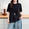 2026 Plus Size Lace Hem Short Sleeve Women's T-shirt - Fat Girl Pullover Top