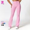 High-Waist Quick-Dry Flared Yoga Pants for Women - European & American Style, Peach Hip-Lifting 