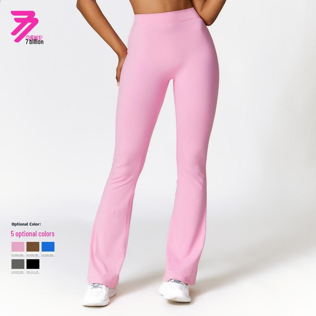 High-Waist Quick-Dry Flared Yoga Pants for Women - European & American Style, Peach Hip-Lifting 