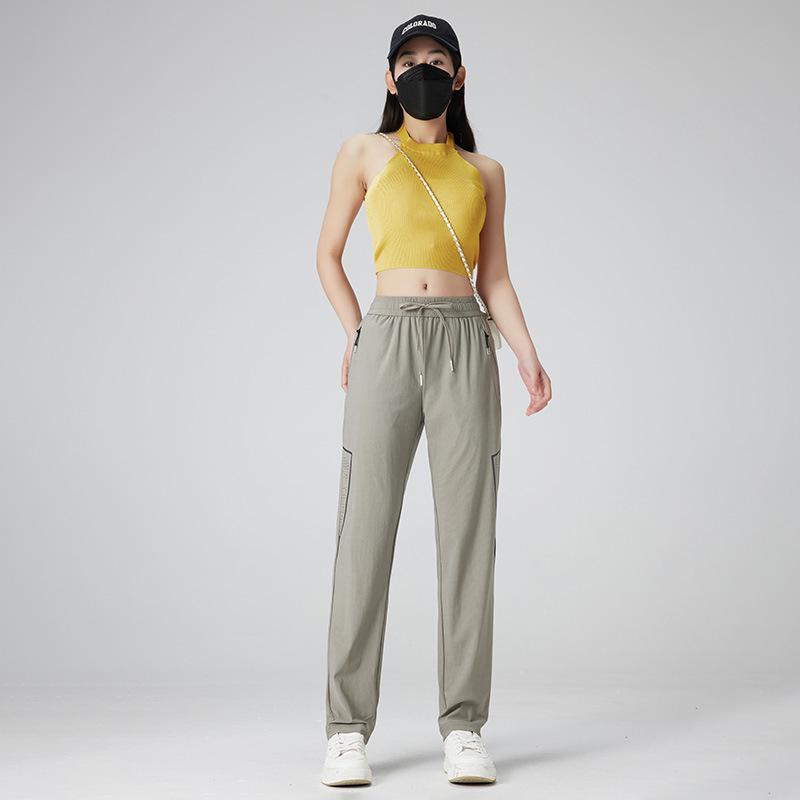 Unisex Quick-Dry Ice Silk Cuffed Pants – Cool, Lightweight, Straight-Leg for Summer