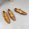 Johnature Versatile Genuine Leather Shoes Pointed Toe Buckle Strap Soft Soled Women's Flat Shoes