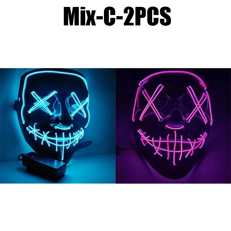 Halloween Glowing Party Mask Black Words Halloween Led Masks PVC Plastic LED Lights Horror Face Mask Luminescent Props