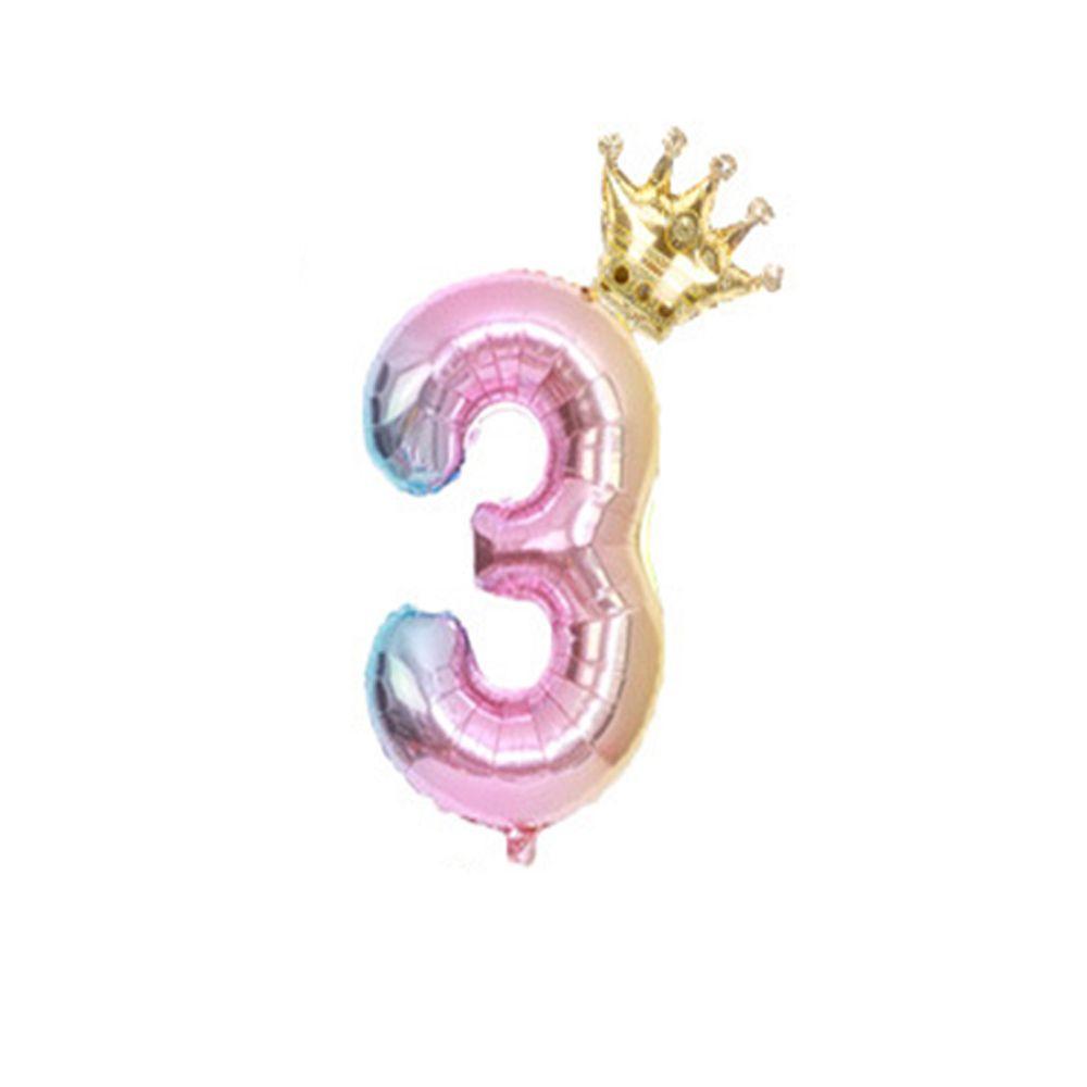 

Алюминиевая пленка Надувные принадлежности Цифровая корона Воздушный шар Украшение для вечеринки по случаю дня рождения Шарик с цифрой Three
