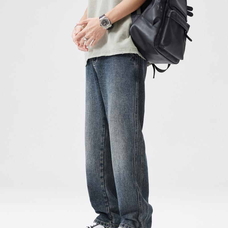 

Весна и Лето Новые Джинсы Мужские Большого Размера Японские Харлан Свободные Прямые Папины Брюки 4XL синий