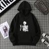 Retro Skull Print Hoodie Women's Fashion Hip Hop Loose Sweatshirt Cat Casual Sweatshirt Pocket Fleece Harajuku Streetwear