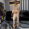 2025 Summer European & American 3D Floral Baseball Jacket with Drawstring Pants Two-Piece Set