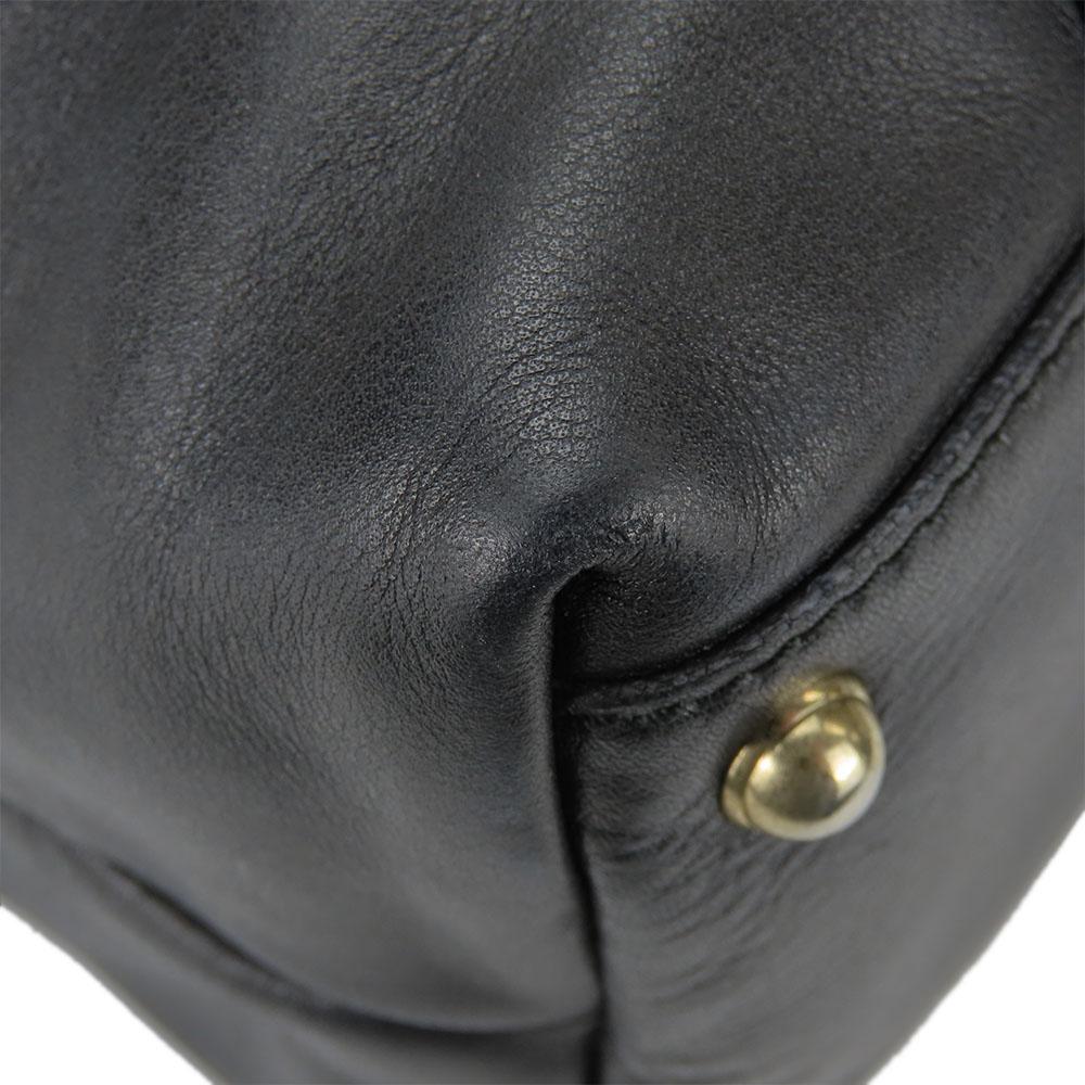 Used GUCCI Tote Bag Newbrit Double G 162094 Interlocking Leather Black Shoulder