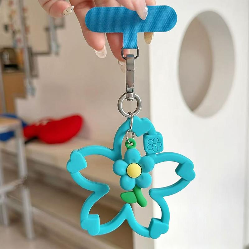 Silicone Cherry Blossom Phone Lanyard Strap Non-Slip 1Pcs Soft Tape Gasket Small Flower for Girls Phone Decoration Use