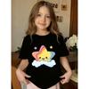 European sizes A Vibrant Crew Neck T-Shirt Featuring a Star And Cloud Design, Perfect for Wearing in Spring and Summer