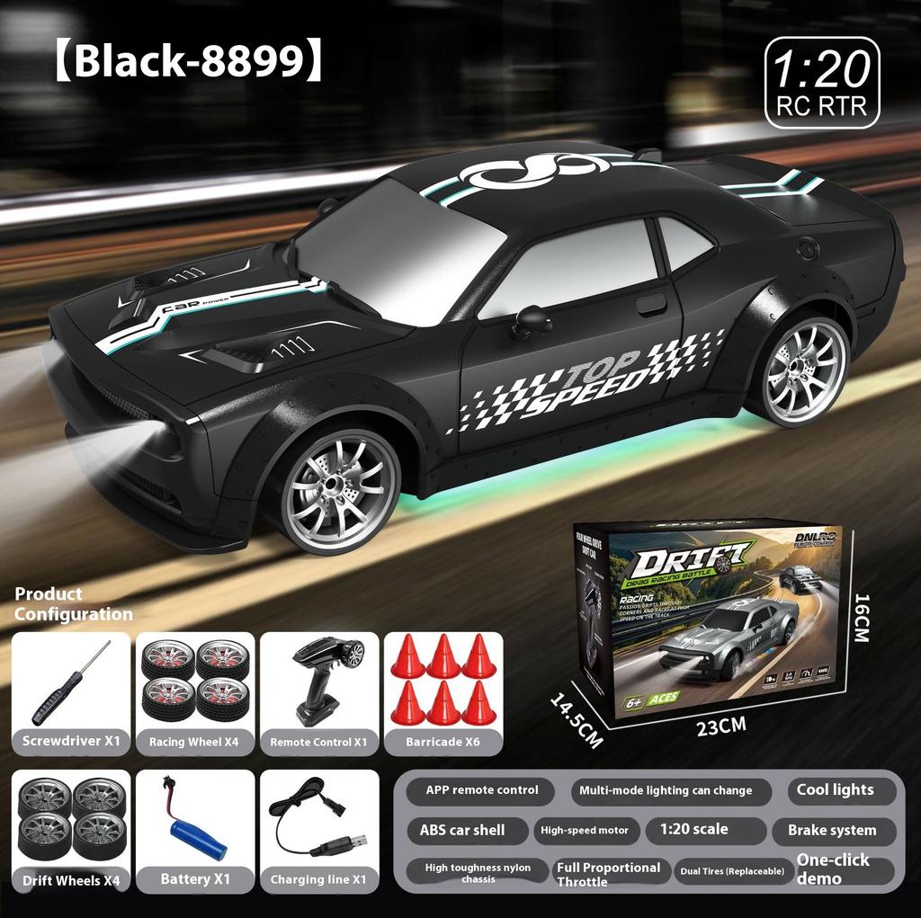 1/20 Terénní dálkově ovládané driftovací auto s více světelnými režimy ovládanými aplikací Dětský dárek pro dálkově ovládané