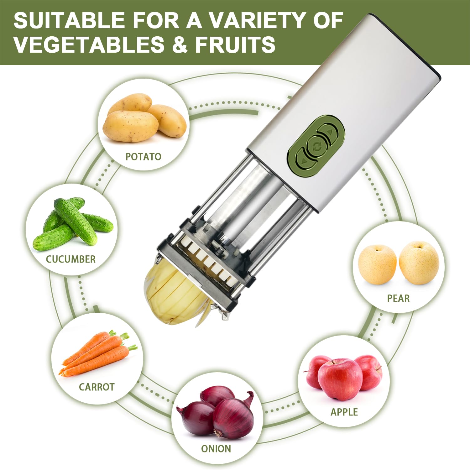 

Electric French Fry Cutter Potato Vegetables Automatic Cutting Machine (No FDA,BPA Free) EU Plug