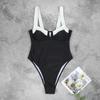Summer Sexy Black White One Piece Swimsuit Women Casual Solid Swimwea Bathing Suit Female Fashion Beach Backless Monokini Swimsuit