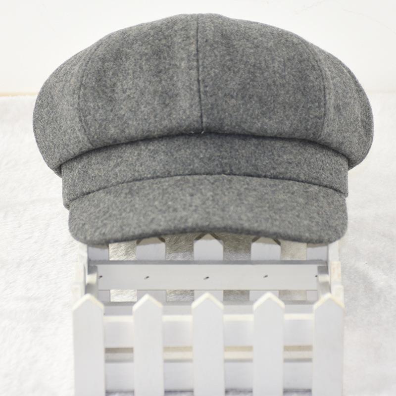 Woolen Octagonal Hat Autumn and Winter Woolen Material Painter Hat Casual Fashion Women's Hat Small Head Circumference Women's Hat Big Head Circ
