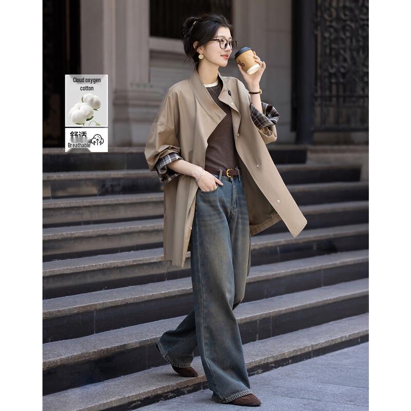 

Плащ тренч Demana Cloud Oxygen Cotton Petite в клетку со стойкой M