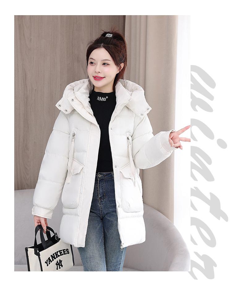 Women's Autumn and Winter Coat Solid Color Hooded Large Pocket Mid-length Loose Thickened Windproof Women's Jacket 5 Colors
