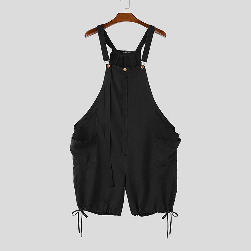 INCERUN Men Strap Sleeveless Casual Loose Cropped Cargo Rompers Jumpsuits 3XL