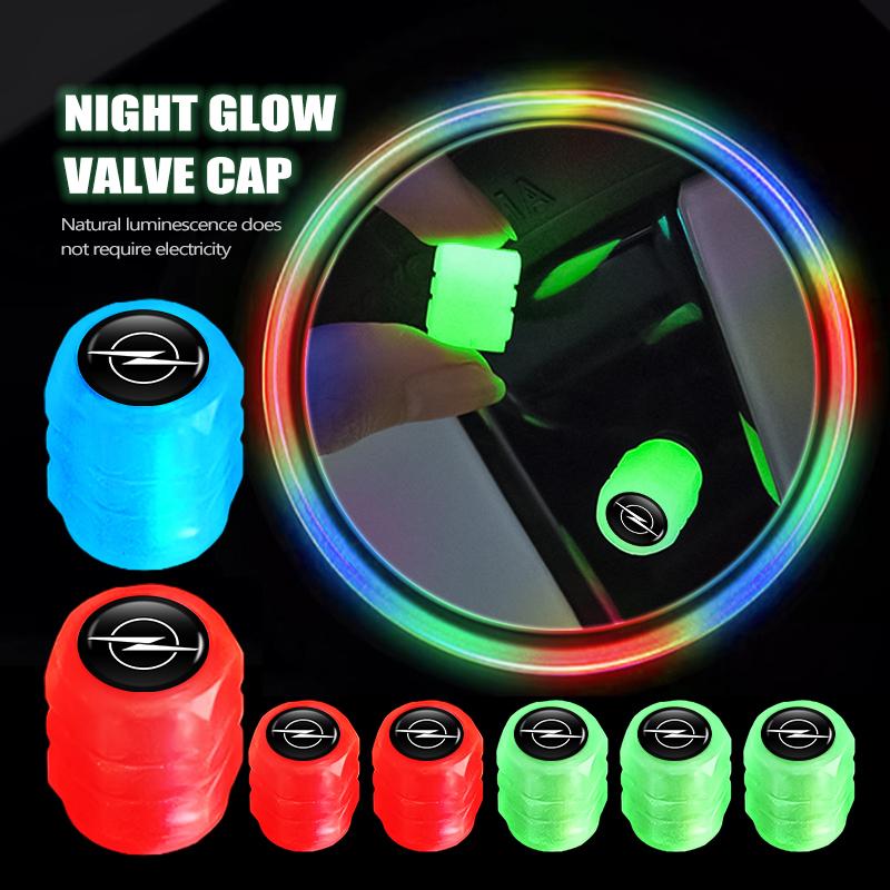 4/6/10Pcs Car Logo Glowing Luminous Tire Valve Cap Auto Wheel Accessories For Opel Insignia Corsa Zafira Meriva Mokka Astra H K Kr8
