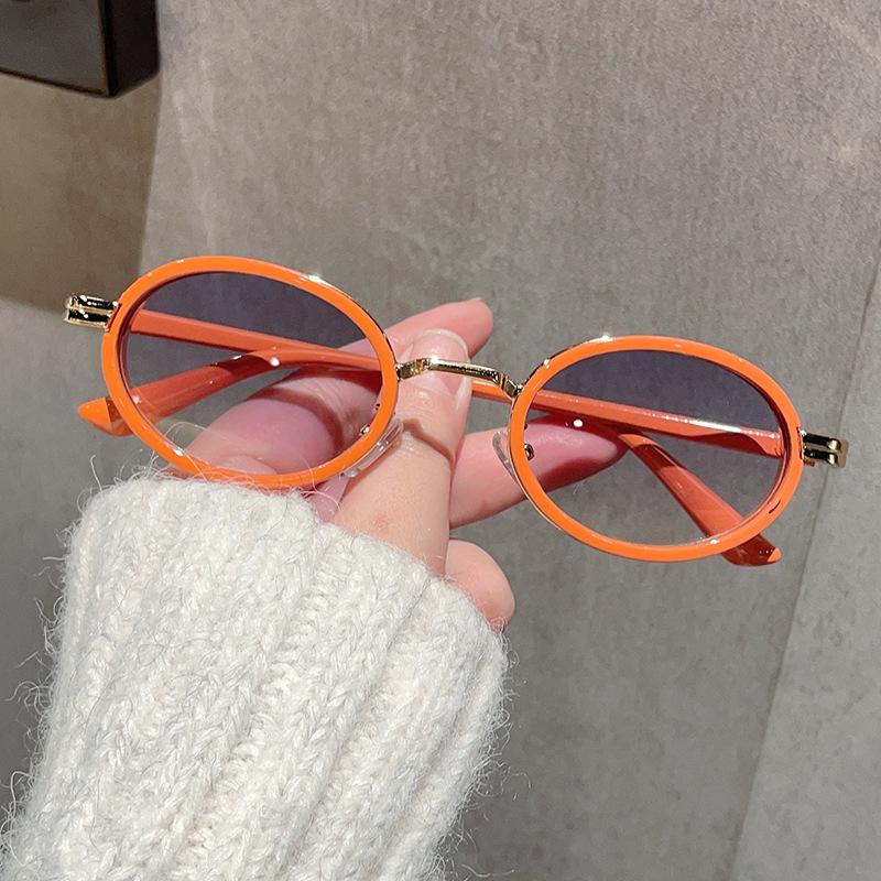 Punk Damen Ovale Sonnenbrille Weiblich Vintage Metallrahmen Kleine Brillen Shades UV400