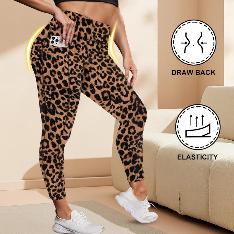 Pocket-style High-waisted Plus-size Yoga Leggings for Women Fitness High-elasticity Butt-lifting Sports-style Form-fitting Leggings