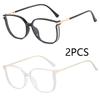 2PCS Women Trendy Large Reading Glasses With Glitter Frame Magnifing Transparent Eyewear Fashion Plus