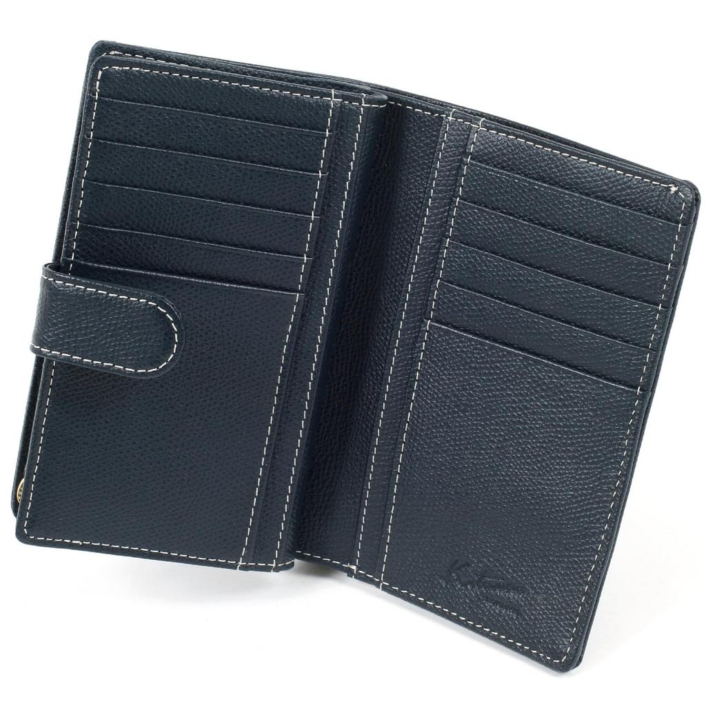 Bifold Geldbörse Münzbörse Reißverschluss Typ PH0451 Dunkle Naht 10915 [Kitamura] L-förmig Blau/Elfenbein [Marineblau]
