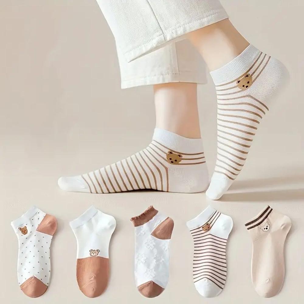 5 Pairs/Lot Summer Short Women's Socks Low Rise Comfortable Breathable Cute Print Ankle Foot Covers Fashion Cartoon Kawaii Socks
