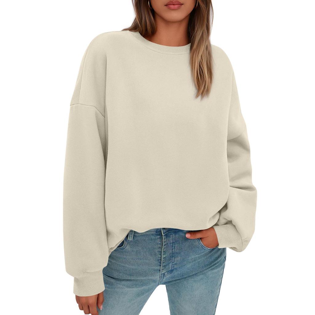 Sweatshirts For Women Oversized Round Neck  Fleece Pullover Casual Long Sleeve Tops