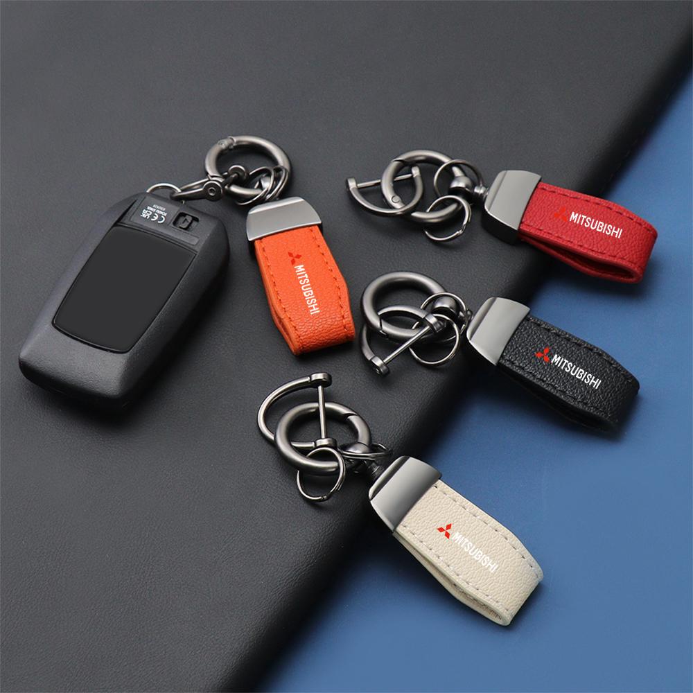 Metal Leather Car Key Ring Chain Auto Keychain Accessories For Mitsubishi Asx Lancer 10 Outlander l200 Xpander Pajero 4 Montero WZ8