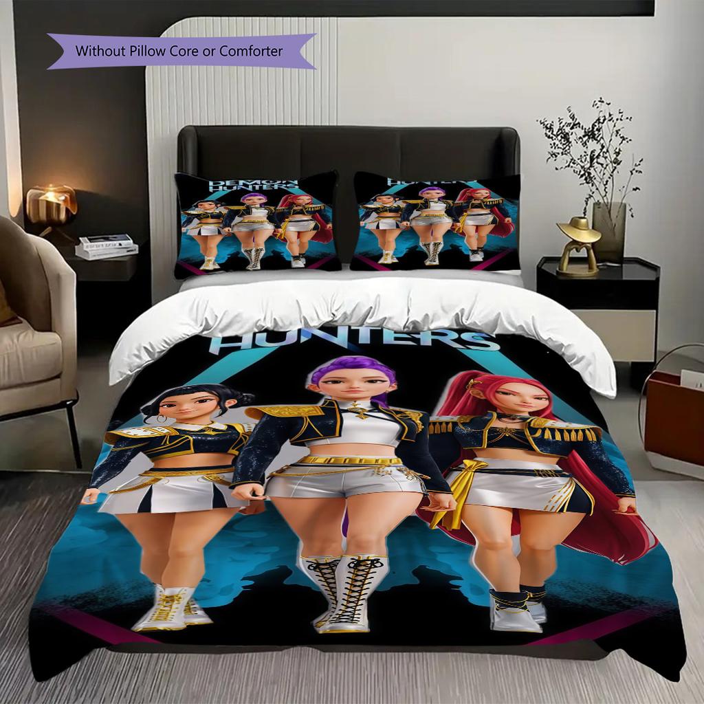 Vibrant Artistry Colorful Characters Unite Three-piece set(1 * duvet cover + 2 * pillowcase, without core)Bedding set Christmas birthday gift