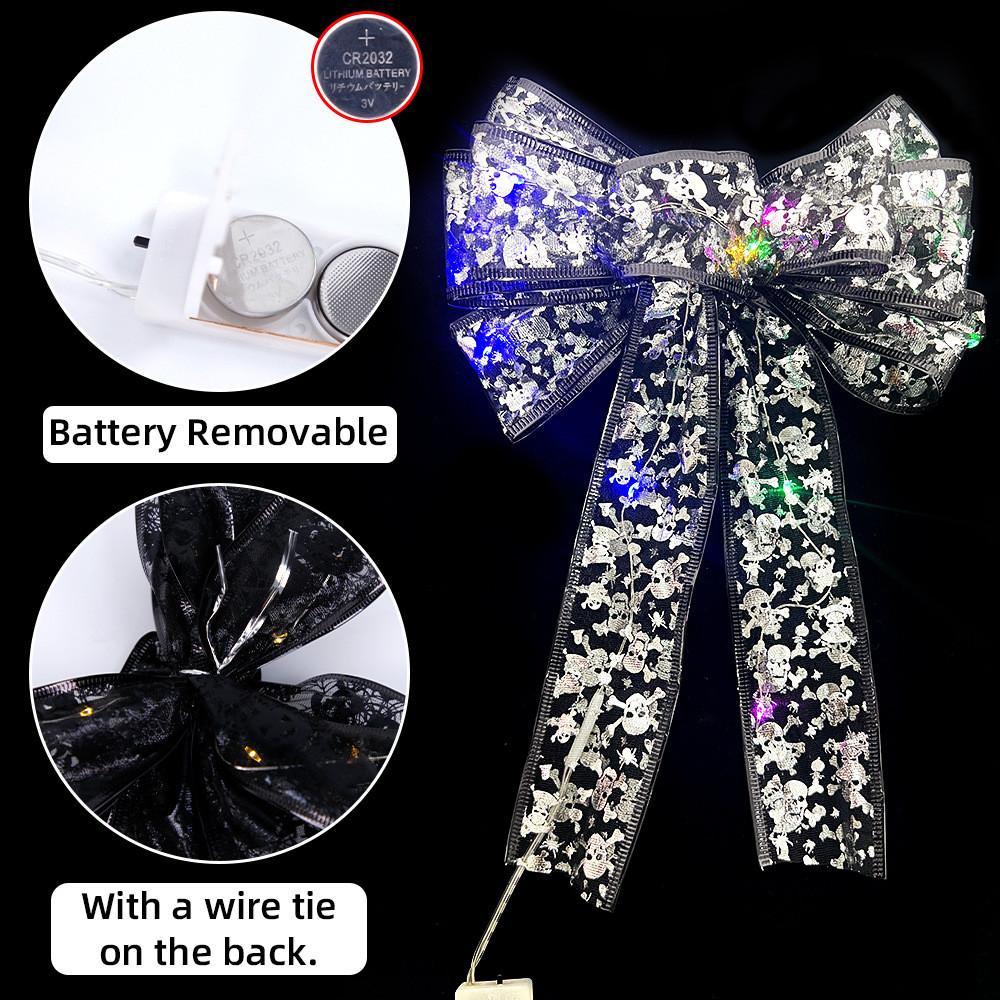 Halloween Stunning Bow Decoration With Glowing Skeleton And Pumpkin Designs For Parties Festive
