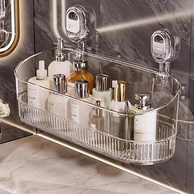 No-Drill Bathroom Suction Storage Box Large Capacity & Strong Load-Bearing Multi-Functional Suction Cup Wall-Mounted Shelf Rack