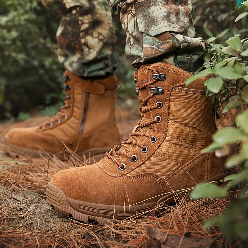Men's Boots Autumn Round Head Lace Up High-top Sneakers Outdoor Camping Breathable Hiking Desert Boots Botas Taticas Masculino
