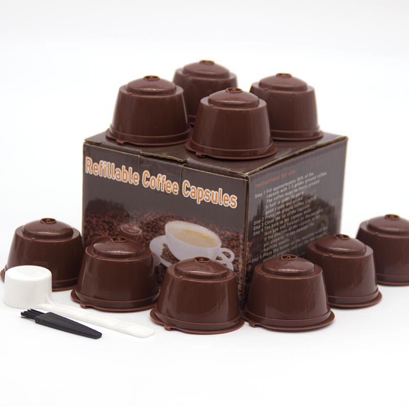 

10PCS Refillable Capsules for Nescafe DOLCE GUSTO Coffee Capsules Reusable Filter with Spoon Brush Coffee Pods High Quality L