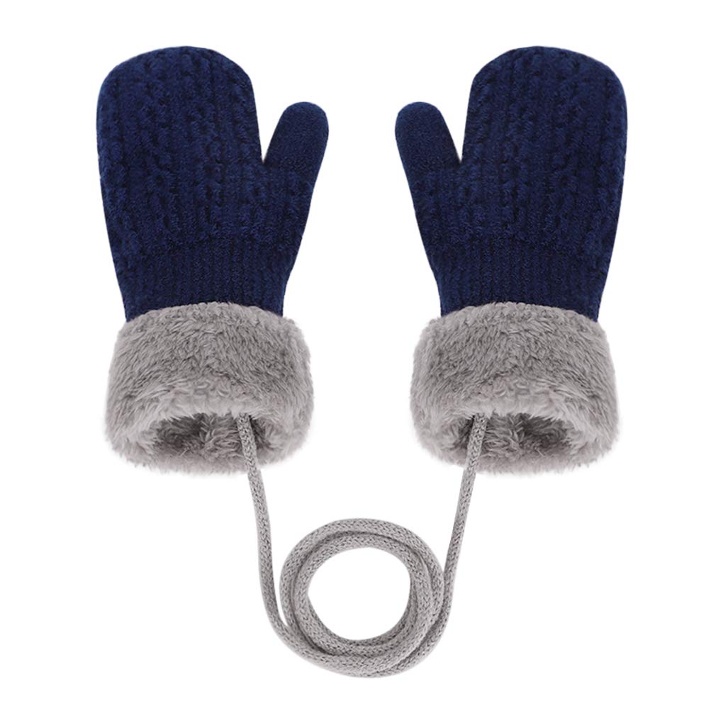 FakeFace Winter Warm Knit Solid for Toddlers Boys and Perfect for and Playing In the Includes Neck Kids' Mittens, Gloves, Double-Layered, Color, (Ages