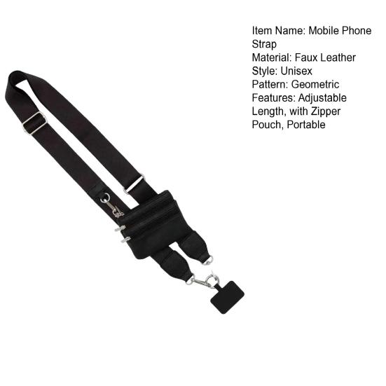 Popruh na mobilní telefon s pouzdrem na zip Mini držák na karty Crossbody Nastavitelná délka Clip And Go Popruh na zavěšení mobilního telefonu