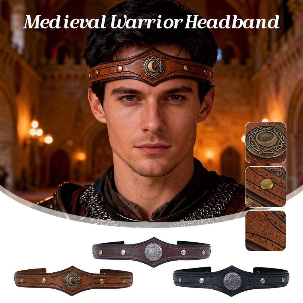 Embossed Pu Rivet Headband Medieval Style Halloween Hair Hoop Cosplay Headband