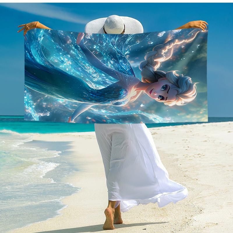 Ultra-Soft Beach Towel with Elsa Theme,Ideal for Pool - Camping, Diving - Perfect Travel Essential, Vibrant Beach Towel.