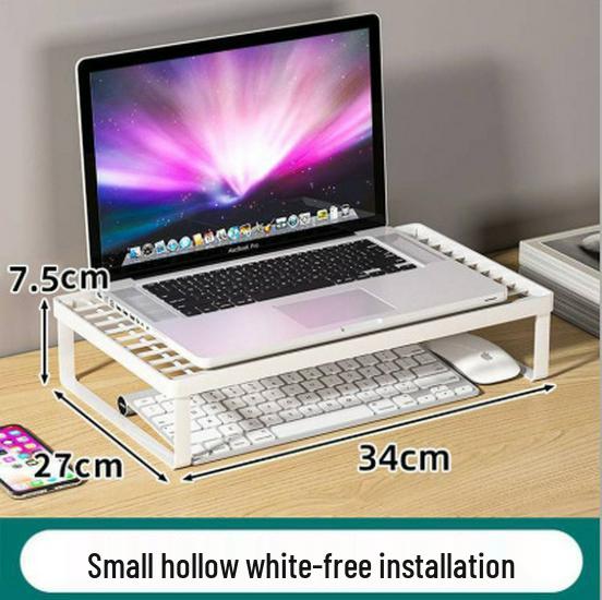 Adjustable Desktop Monitor Riser & Laptop Cooling Stand with Storage & Keyboard Tray
