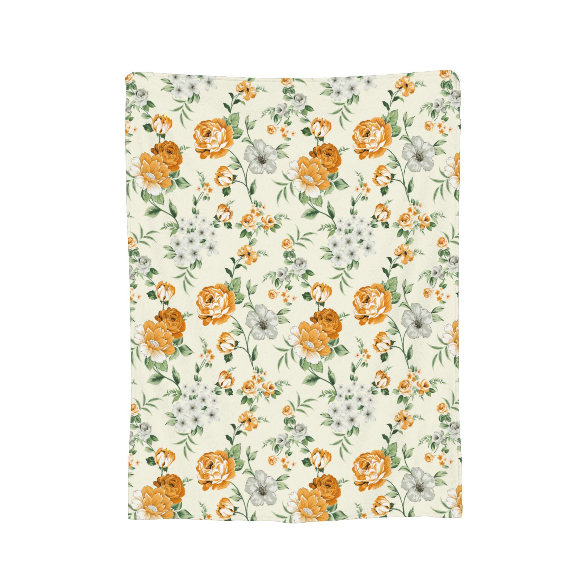 Vintage Flower Pattern Blanket Flannel Yellow Floral  Multifunction Soft Throw Blanket for Sofa Car Plush Thin Quilt 30x40in