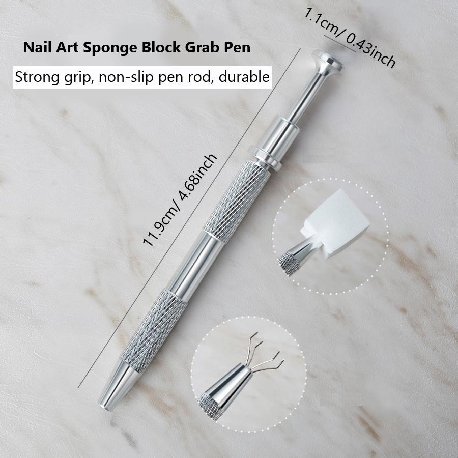 Nail Art Blush Applicator Set with 50Pcs Soft Sponges Gradient Blending Gripper Tool Nail Stamper for Manicure