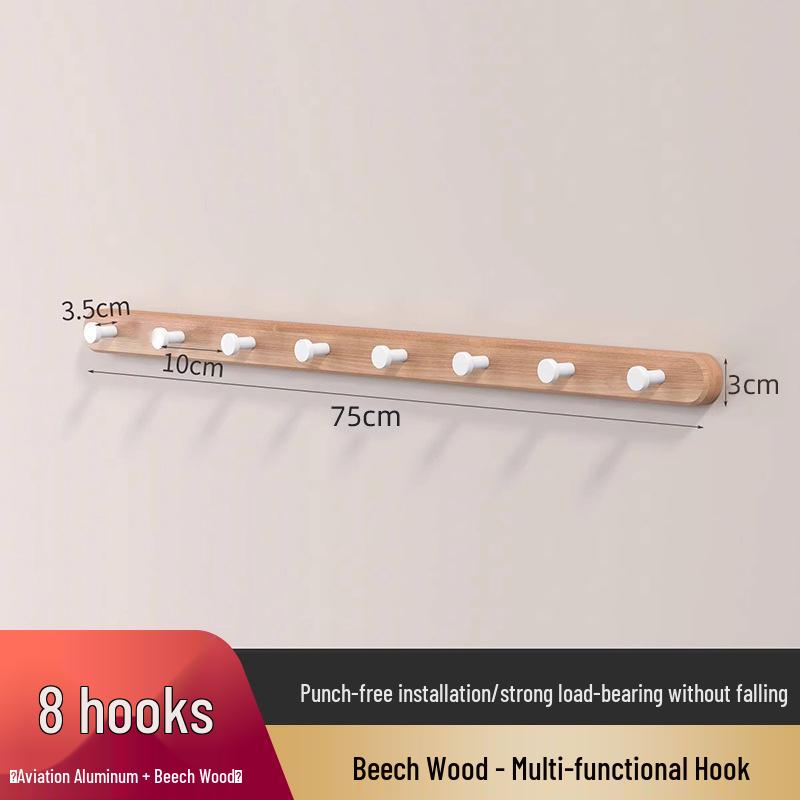 Log Style Wooden Wall-Mounted Coat and Clothes Hook