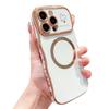 Electroplated side heart-shaped large window, iPhone 17 phone case, magnetic wave pattern, iPhone 16 Pro Max soft case 15